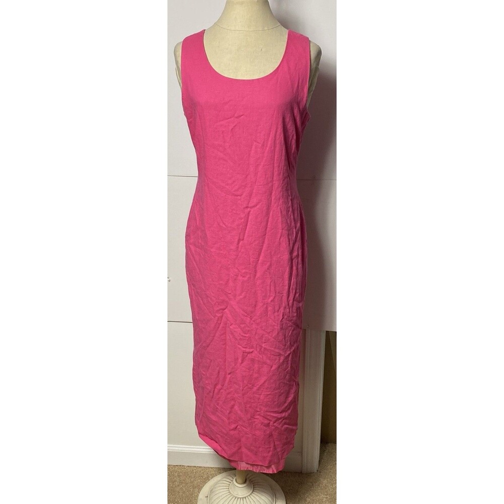 Jessica Howard Linen Blend Sleeveless Dress Fuschia Size 8 Lined